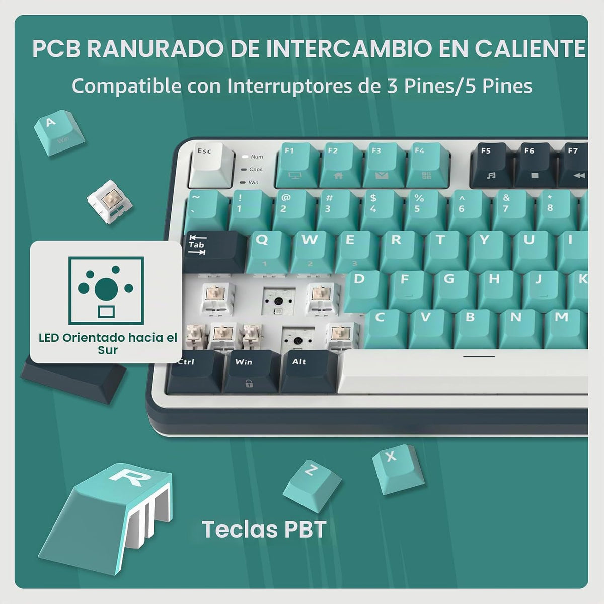 RK ROYAL KLUDGE S98 Teclado mecánico con pantalla inteligente y per...