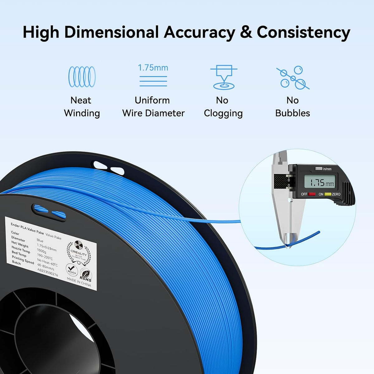 Creality Filamento PLA para impresora 3D de 0.069 in, 8.8 lbs, fila...