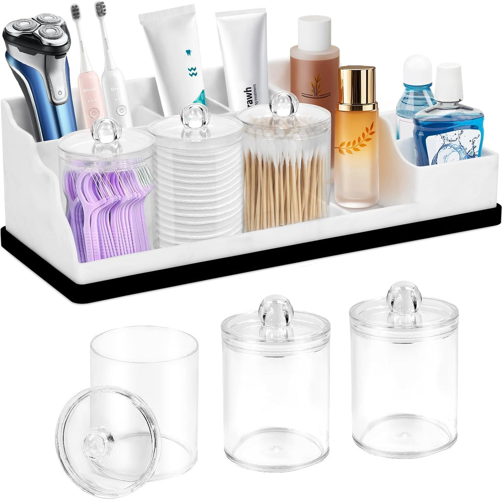 Organizador de Encimera de Baño, Soportes de Silicona Blanca para C...