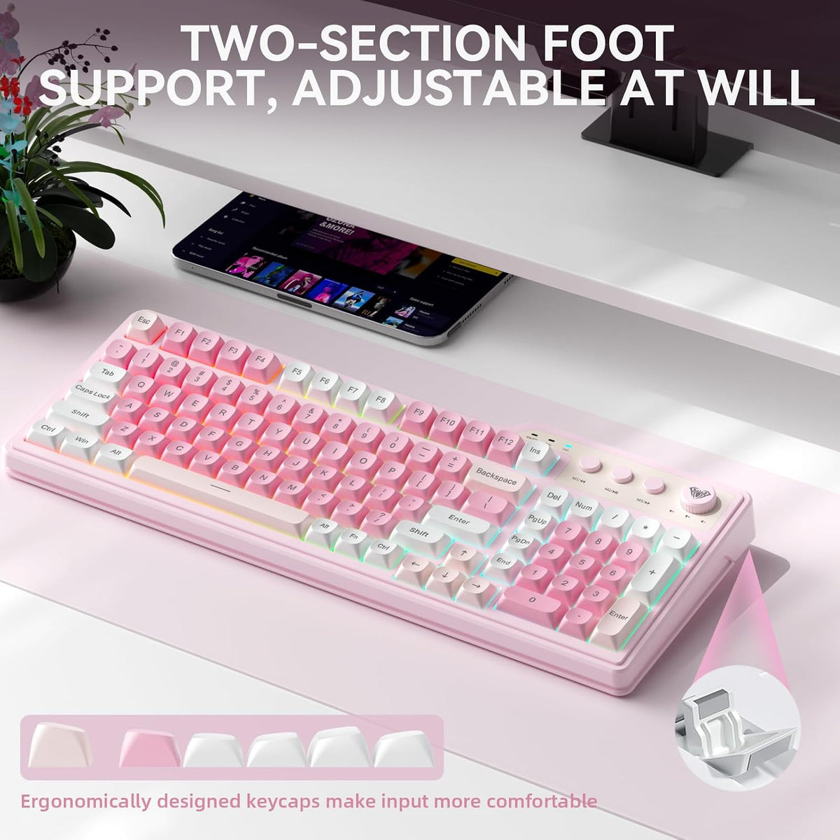 Aula F3099 Teclado inalámbrico para computadora para juegos con tec...