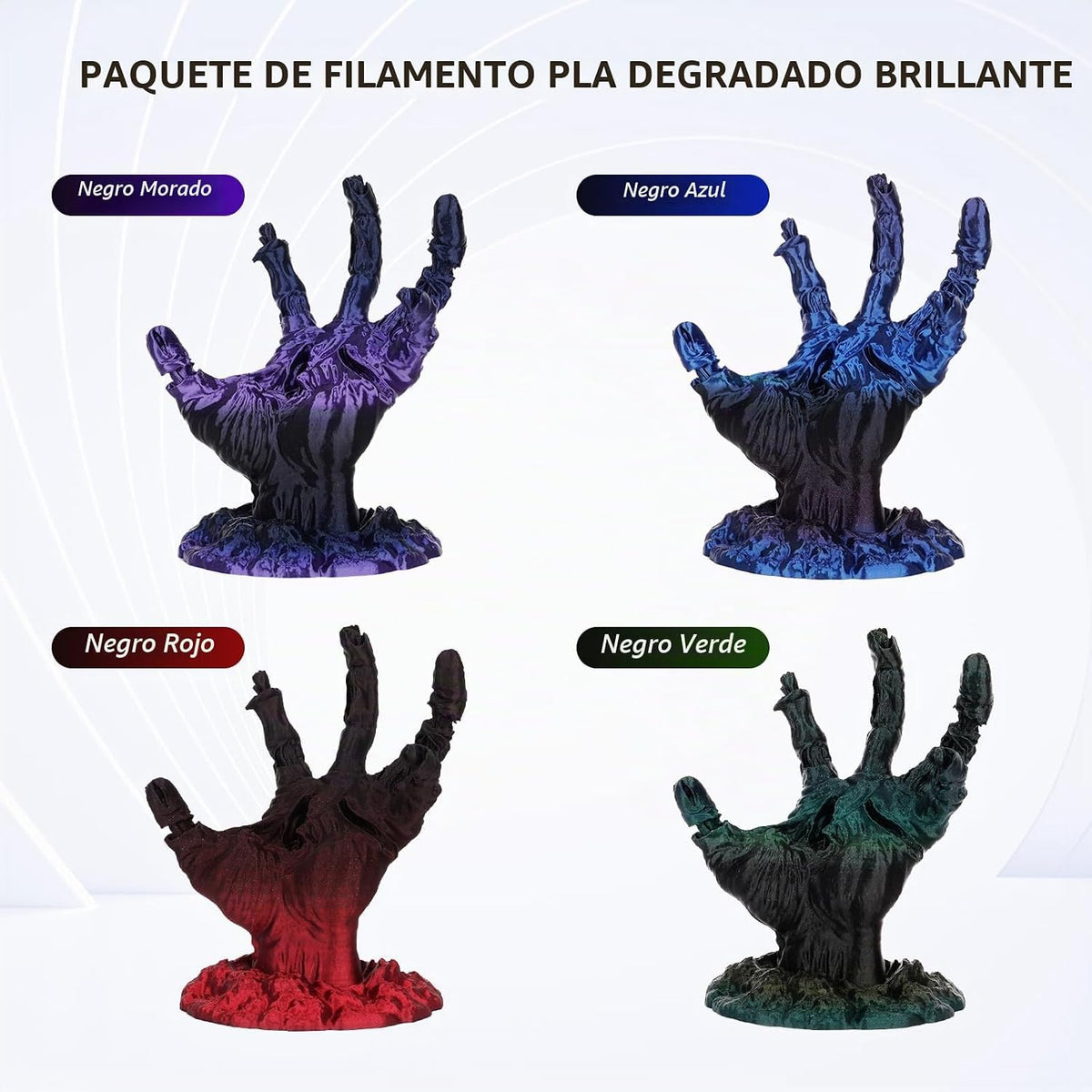 AMOLEN Paquete de filamentos para impresora 3D de PLA arcoíris degr...