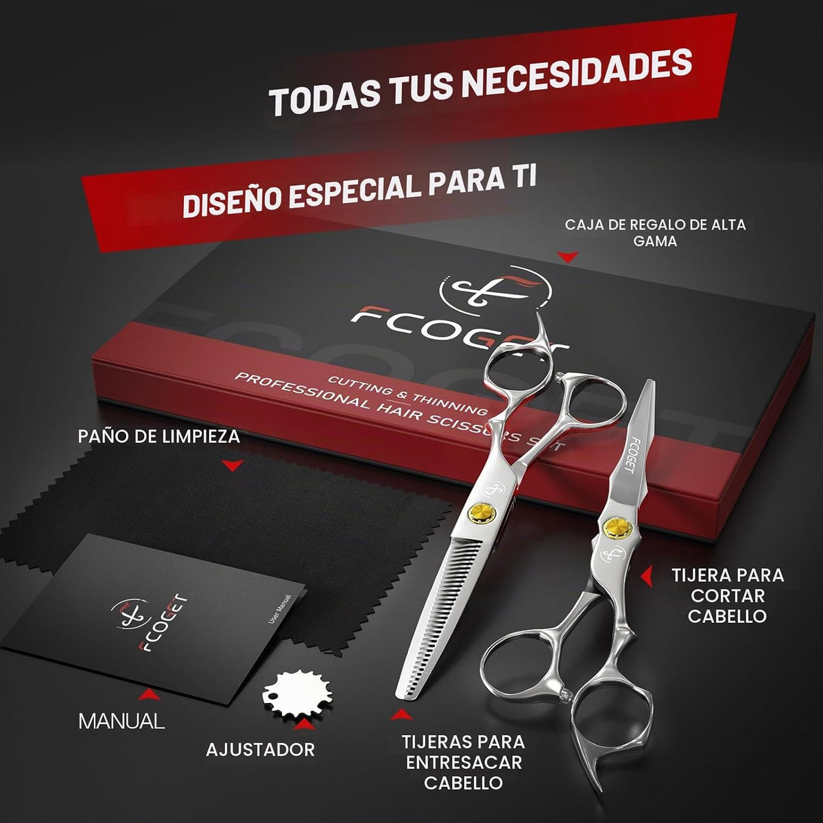 Kit de Tijeras Profesionales de Peluquería para Entresacar - Tijera...