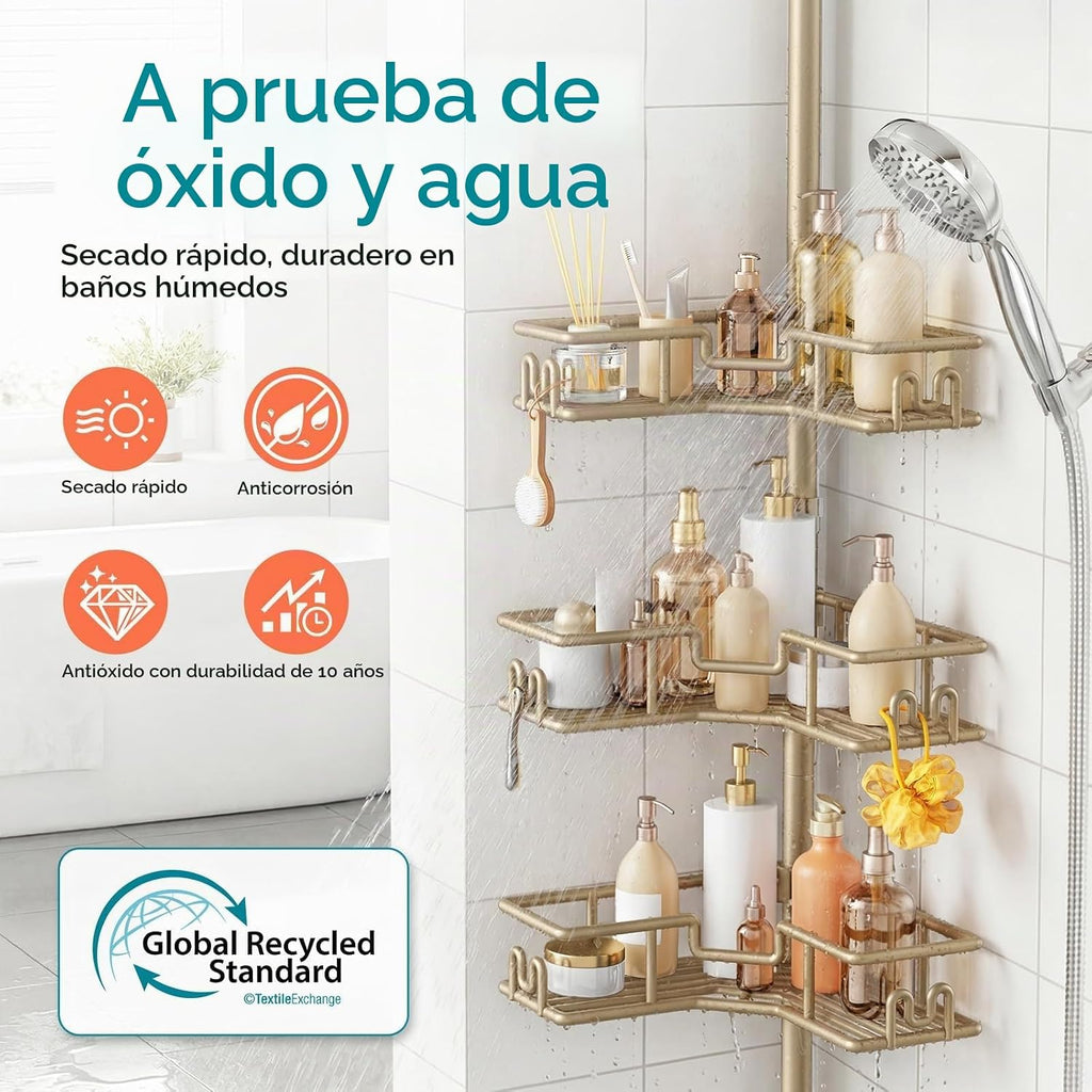 HAMITOR Estante de ducha sin perforación: accesorios de baño de esq...