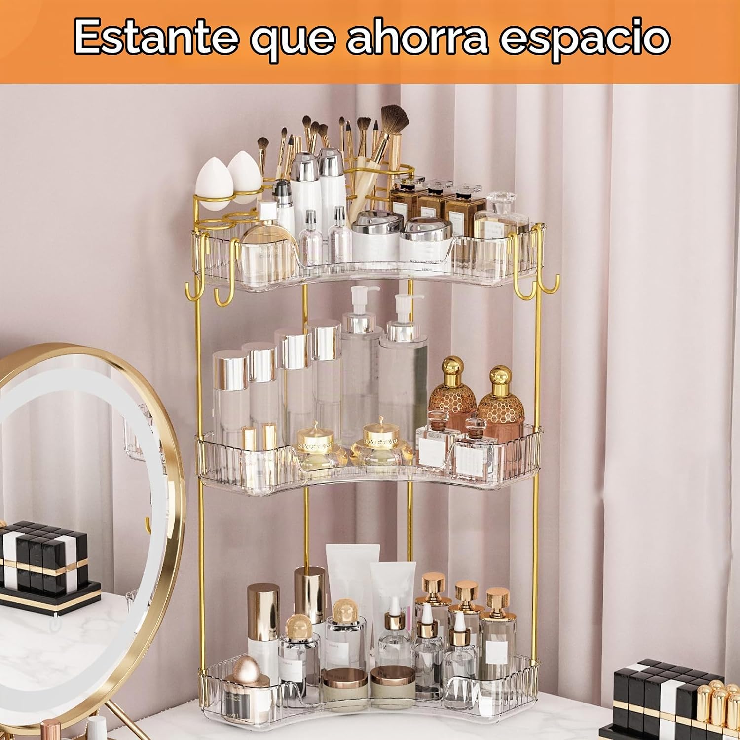 Greenby Organizador esquinero de 3 niveles para mostrador de baño,...