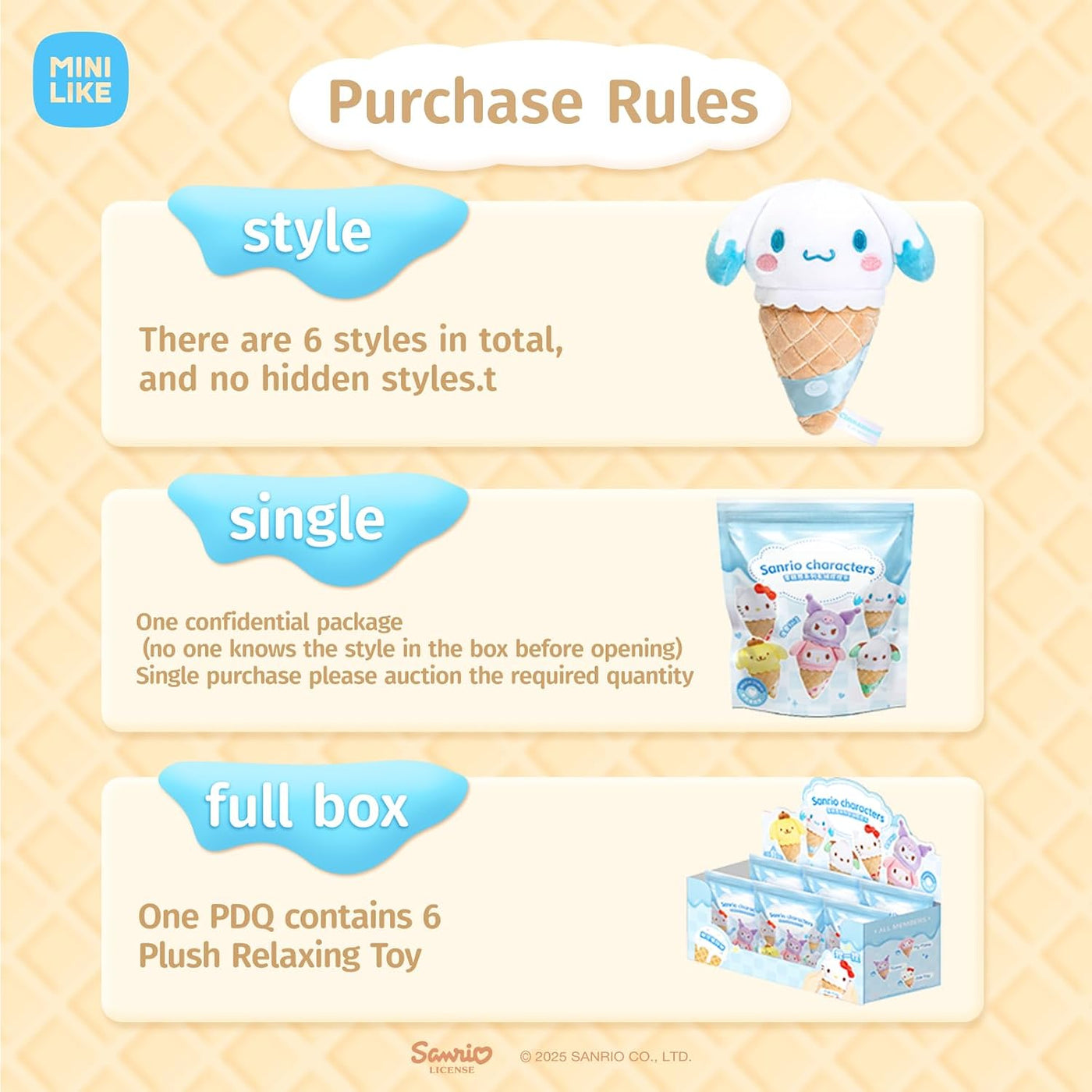 MINI LIKE Sanrio Caja ciega Hello Kitty Kuromi My Melody Cinnamorol...