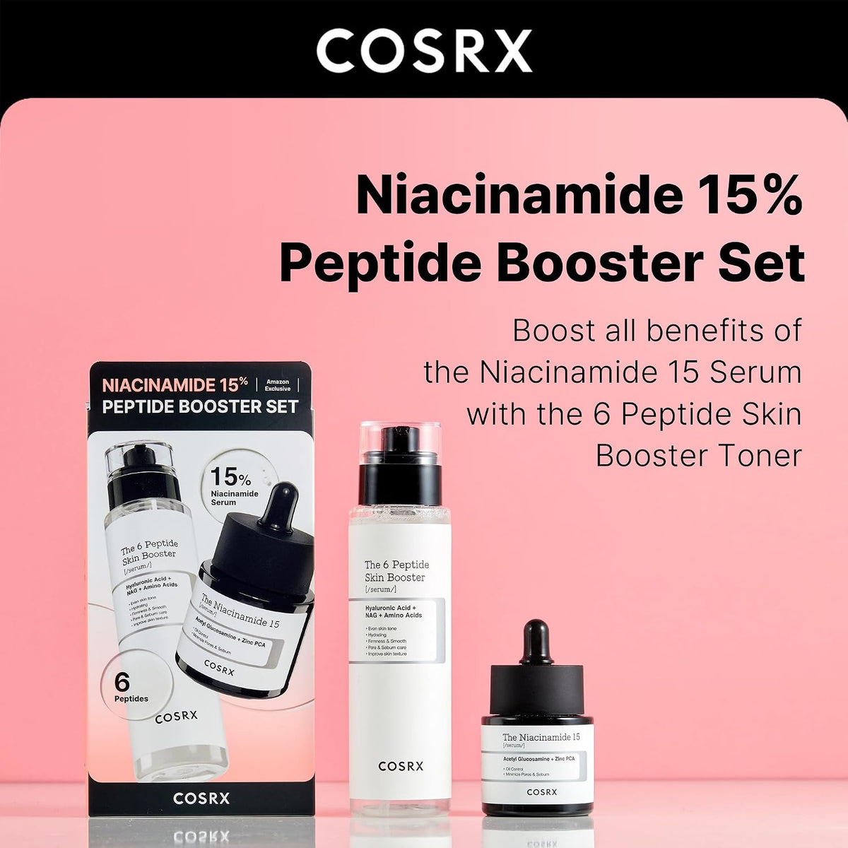 COSRX Niacinamida 15%, Peptide Booster Serum Set, Cuidado de Poros...