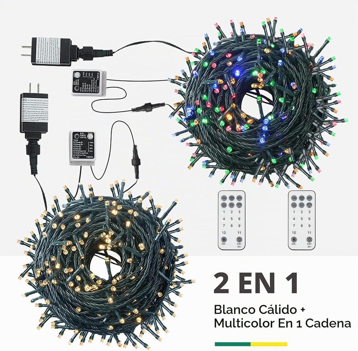 MZD8391 Cadena de luces de Navidad que cambian de color para exteri...