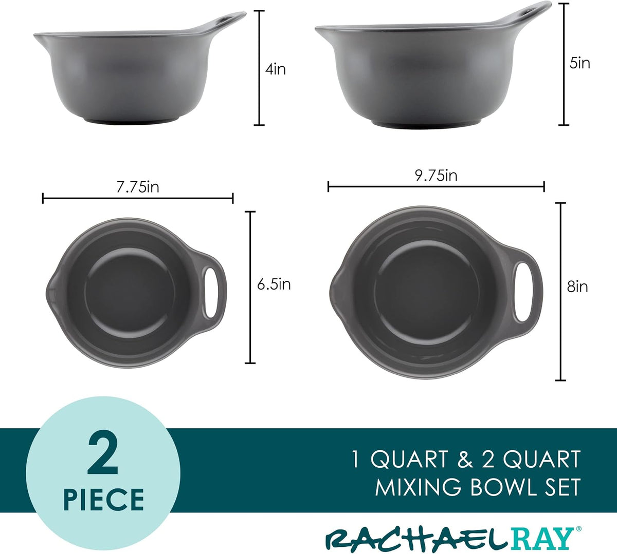 Rachael Ray Ceramics - Juego de cuencos para mezclar con boquilla d...