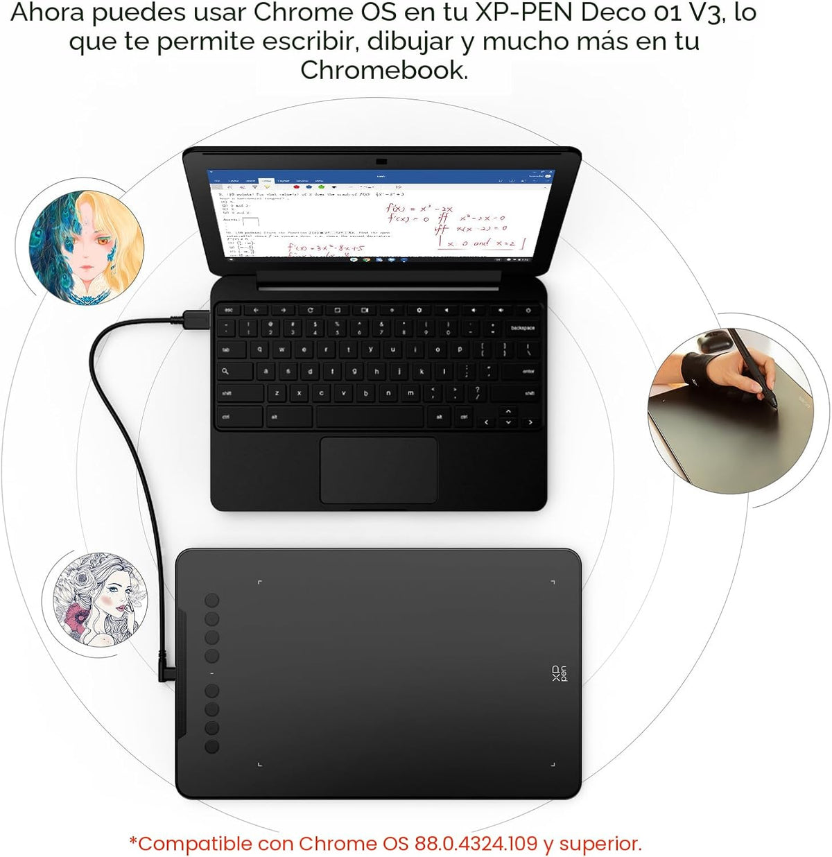 XPPen - Tableta de dibujo Deco 01 V3 actualizada, 16384 niveles de...