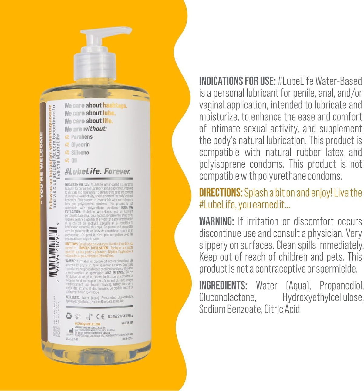 LUBELIFE Lubricante a base de agua, lubricante personal para hombre...