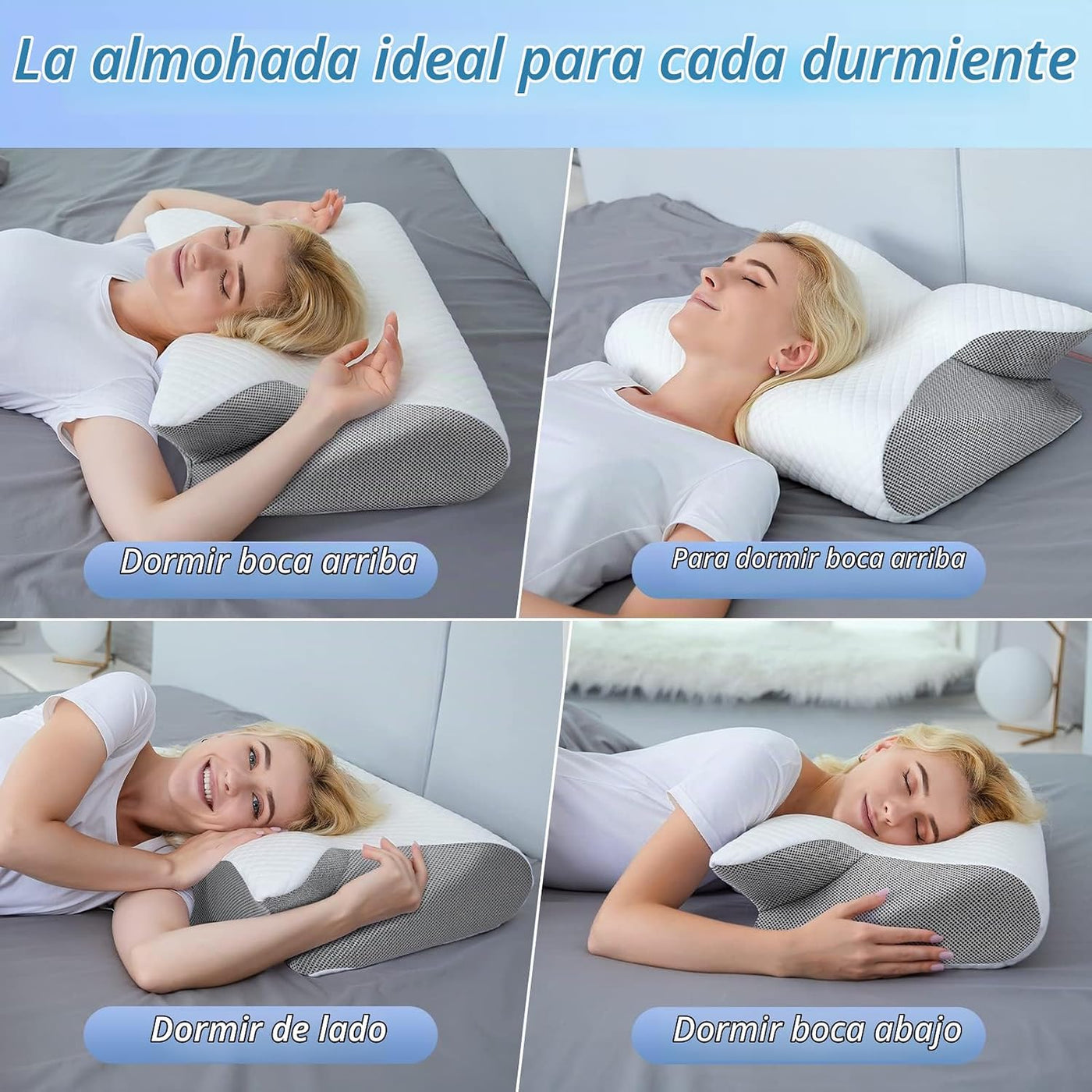 HOMCA - Almohada cervical de espuma viscoelástica, almohada ortopéd...