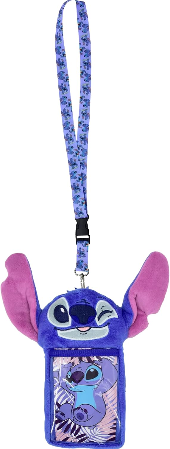 Disney Cordón de felpa de puntada, tarjetero de identificación y ta...