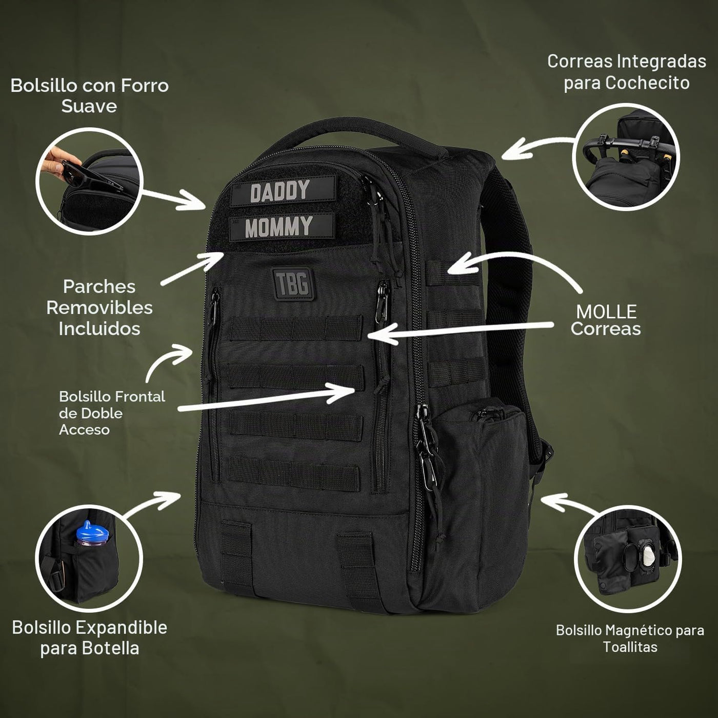Tactical Baby Gear Daypack Mochila Táctica de Pañales para Papás -...