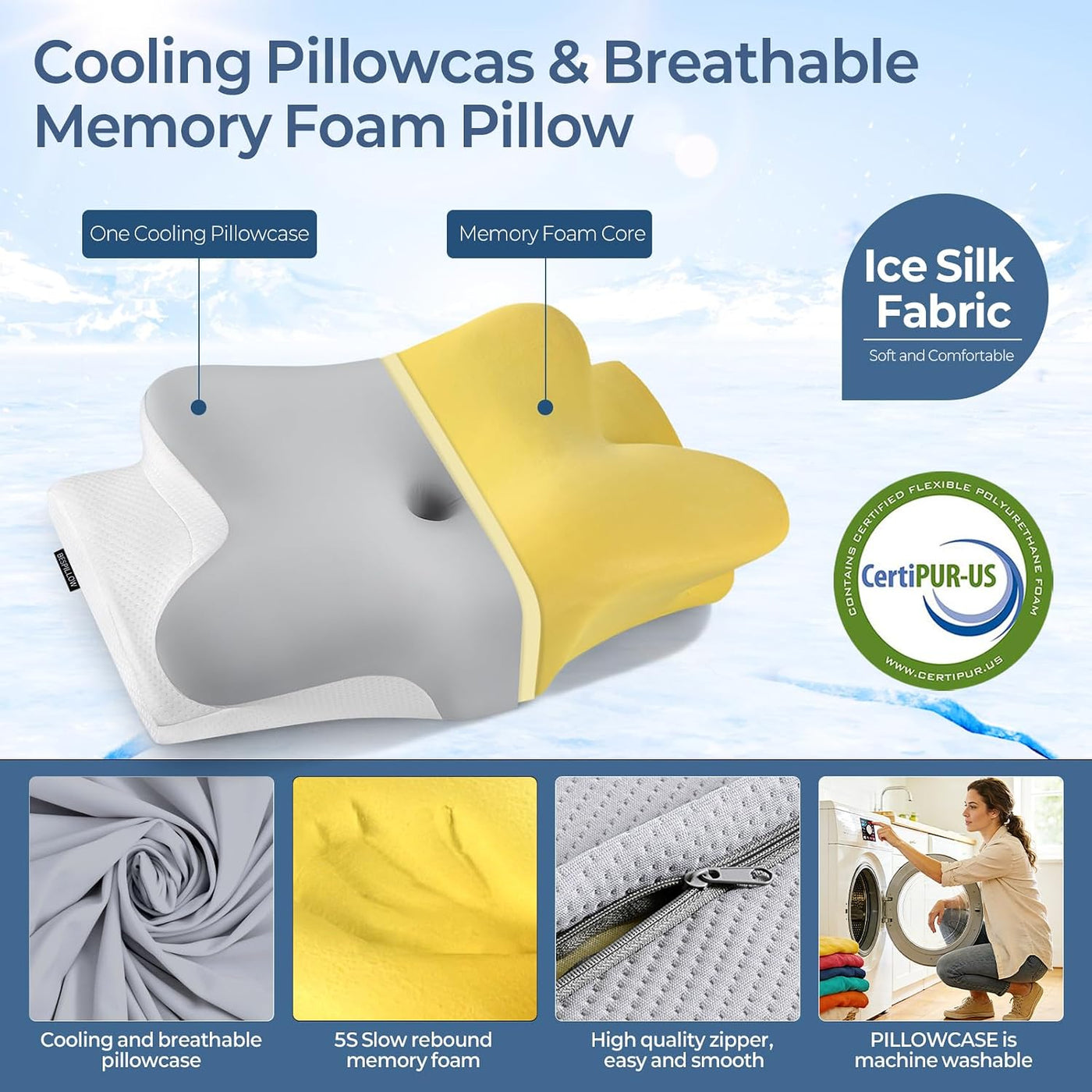 Almohada cervical para el cuello para aliviar el dolor, almohada er...