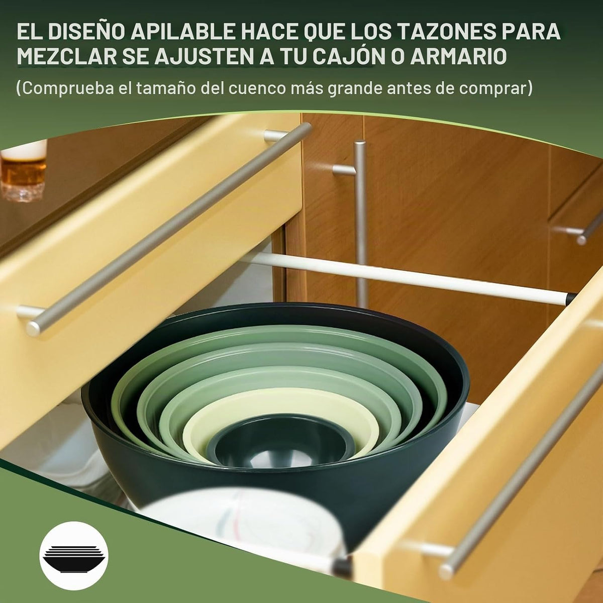Juego de 6 cuencos de plástico para mezclar con tapas para cocina,...