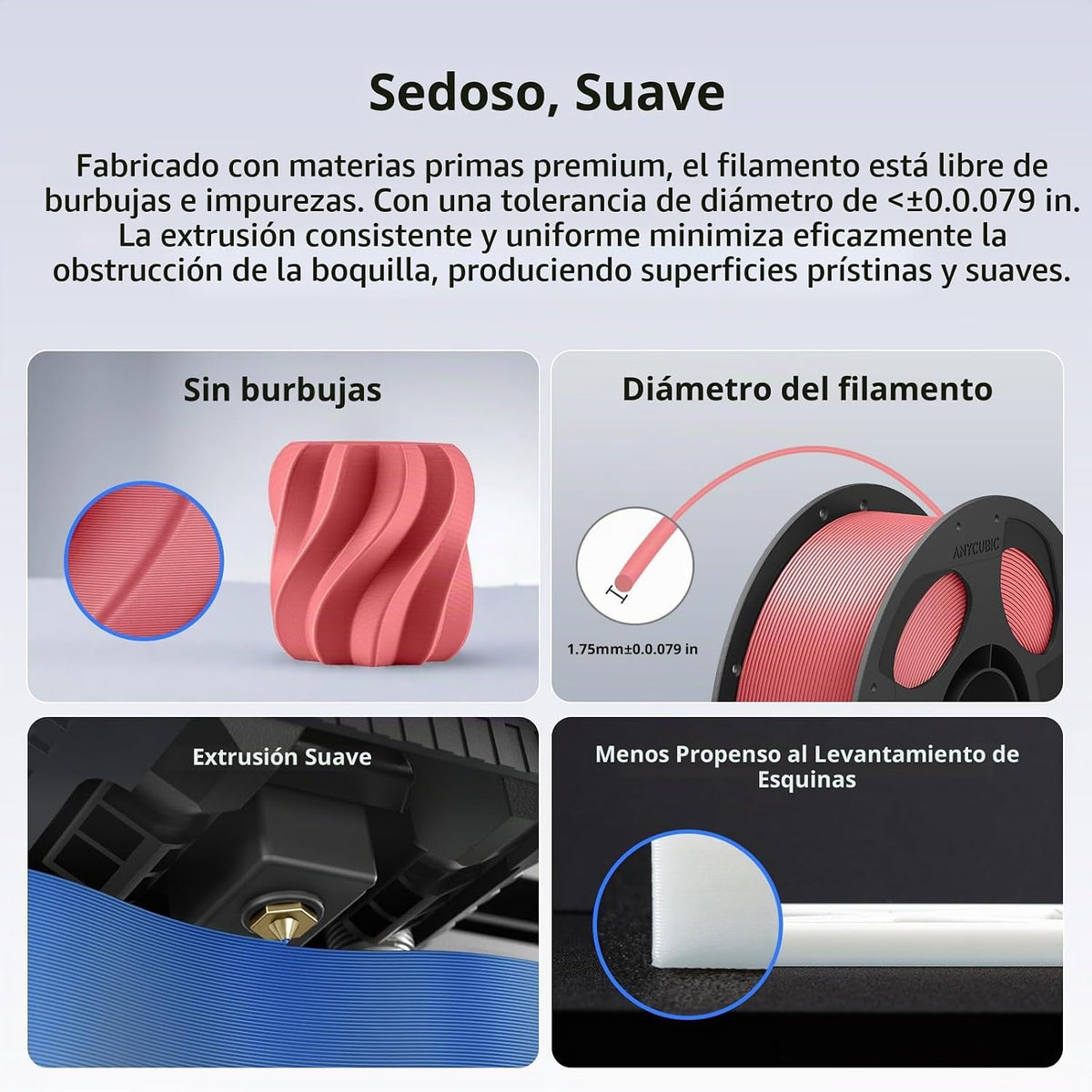 ANYCUBIC PLA Plus (PLA+), filamento para impresora 3D de 1.75mm, fi...