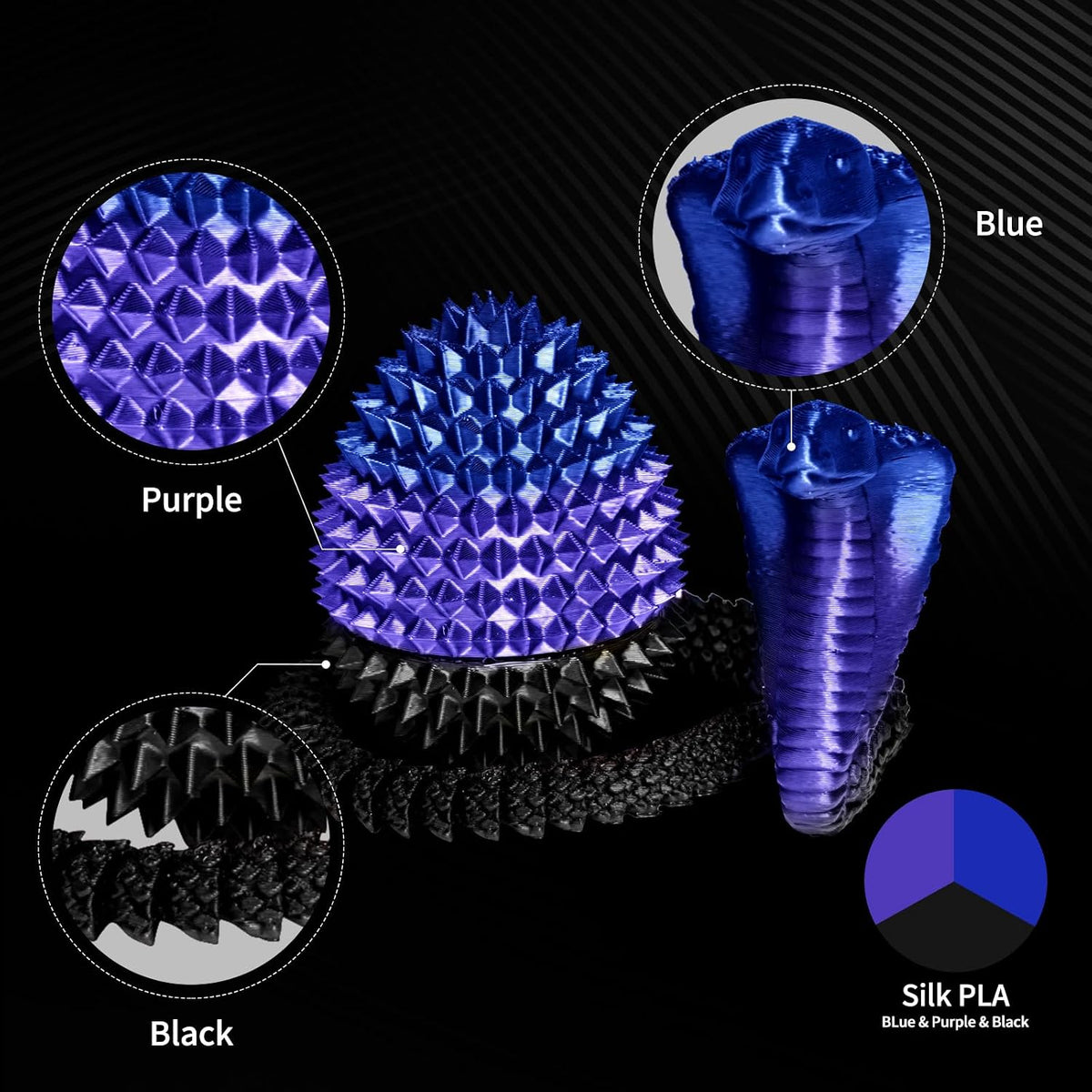 XZN Filamento PLA de Seda Tricolor para Impresora 3D de 1.75mm, Fil...