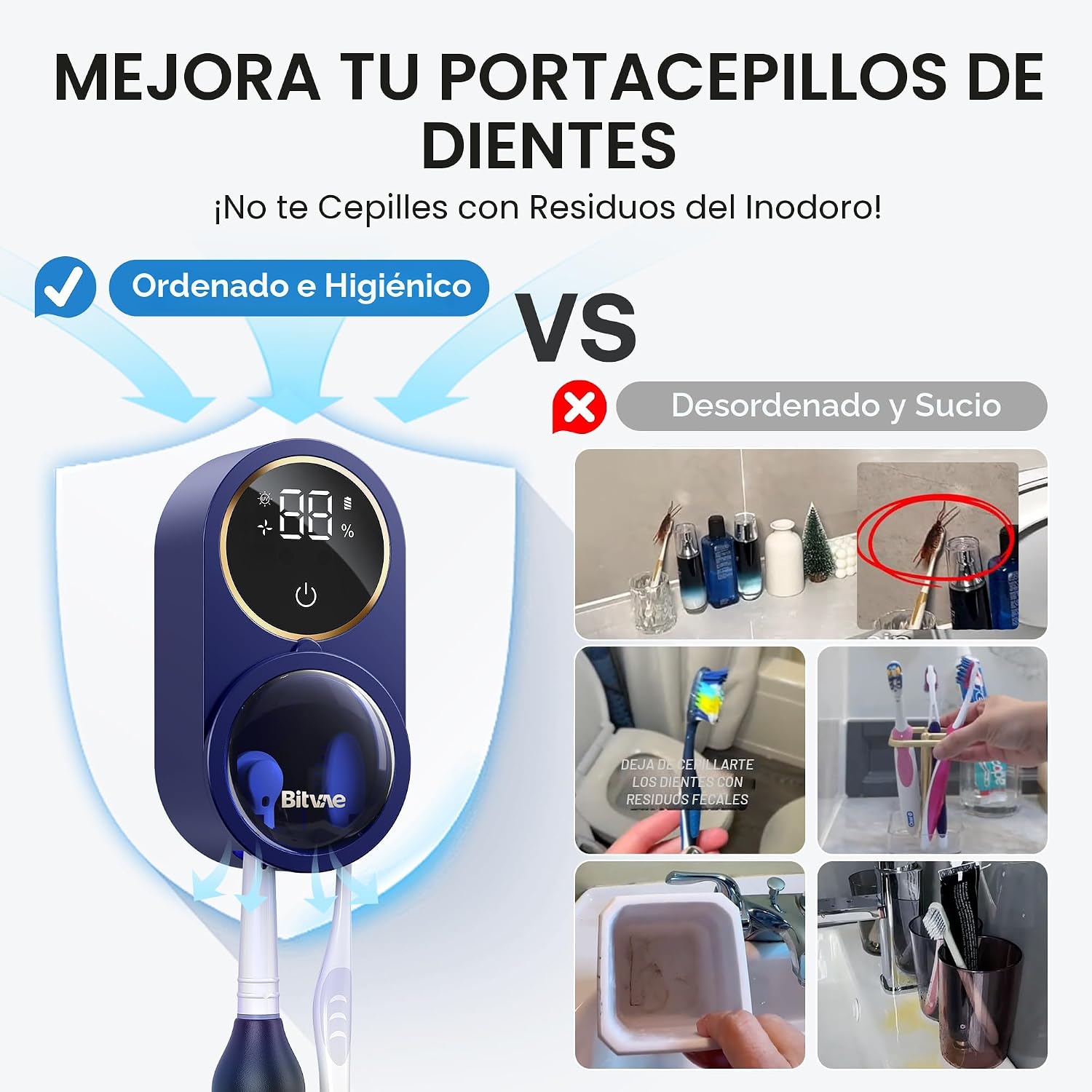 Bitvae - Soporte para cepillo de dientes mejorado para baño 2.0 con...