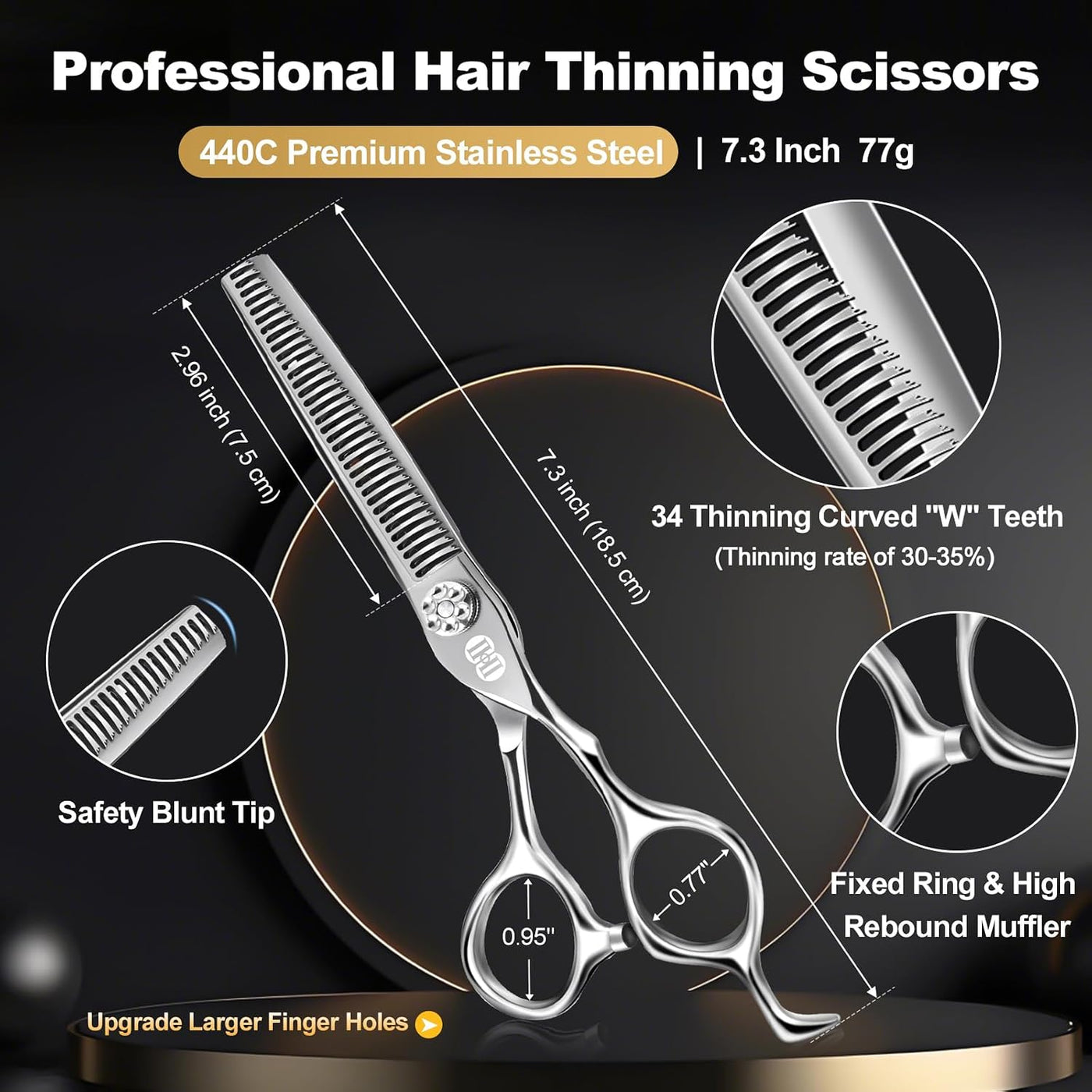 CIICII Kit profesional de tijeras de corte de cabello, 440C 7 \u203...