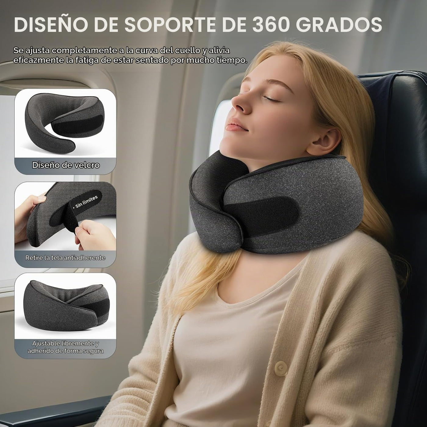 SZXYX Almohadas de viaje \u2013 Almohada de cuello de espuma viscoe...