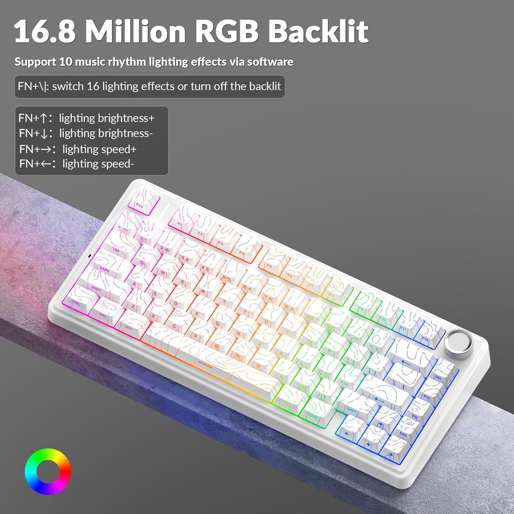 AULA F75 Pro Teclado mecánico inalámbrico con perilla, 75% teclados...