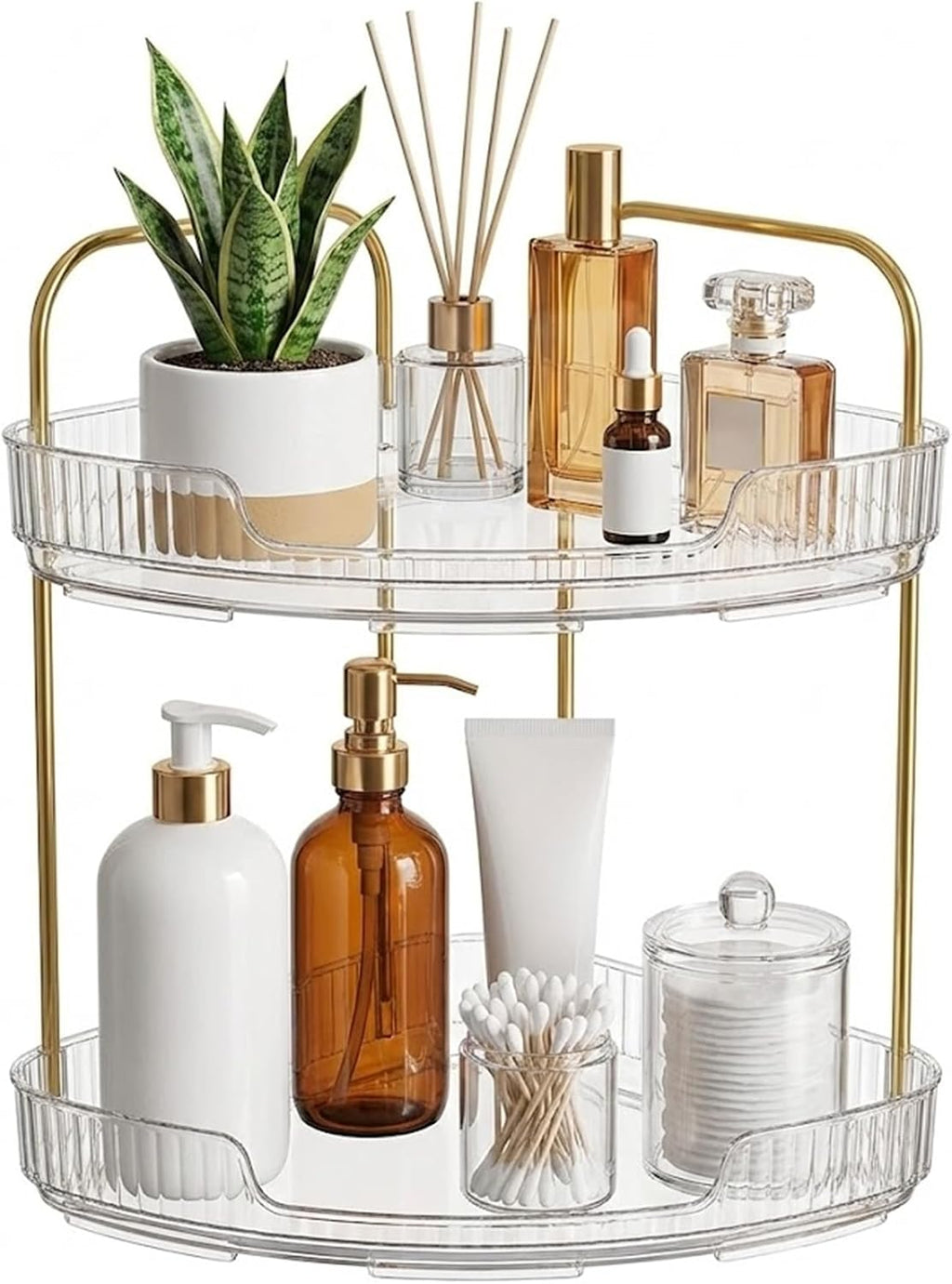 Organizador de baño esquinero de acrílico de 2 niveles, estante red...
