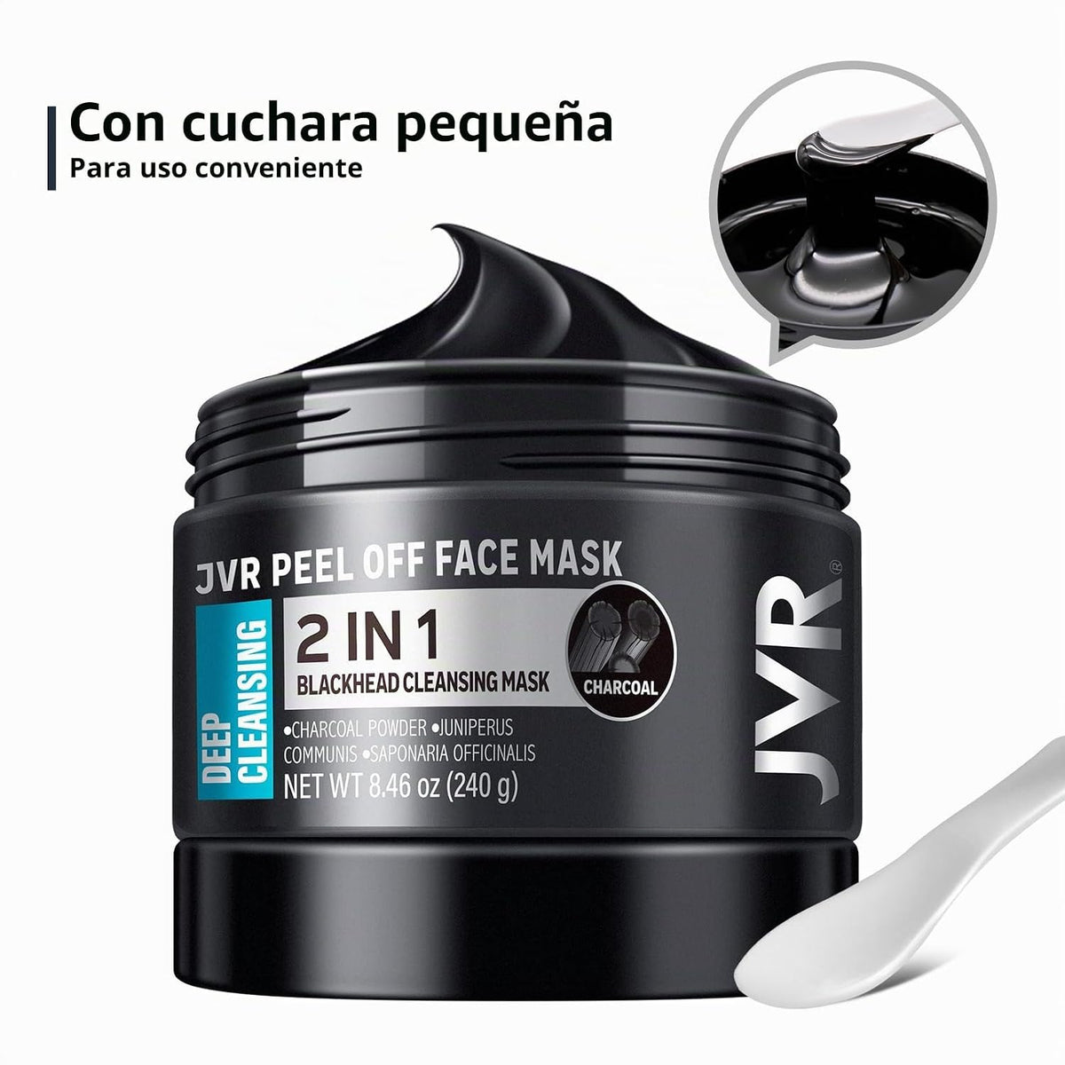 JVR Máscara facial Peel Off, máscara negra de carbón, máscara facia...