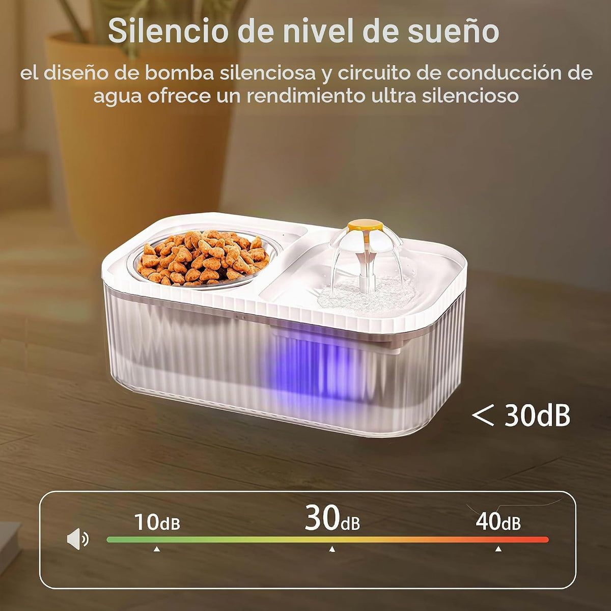 Marchul Fuente de agua para gatos y cuenco de comida de acero inoxi...