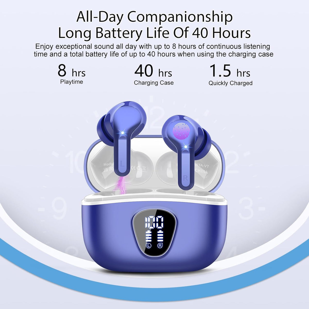 Auriculares inalámbricos, Bluetooth 5.4 Auriculares estéreo de alta...