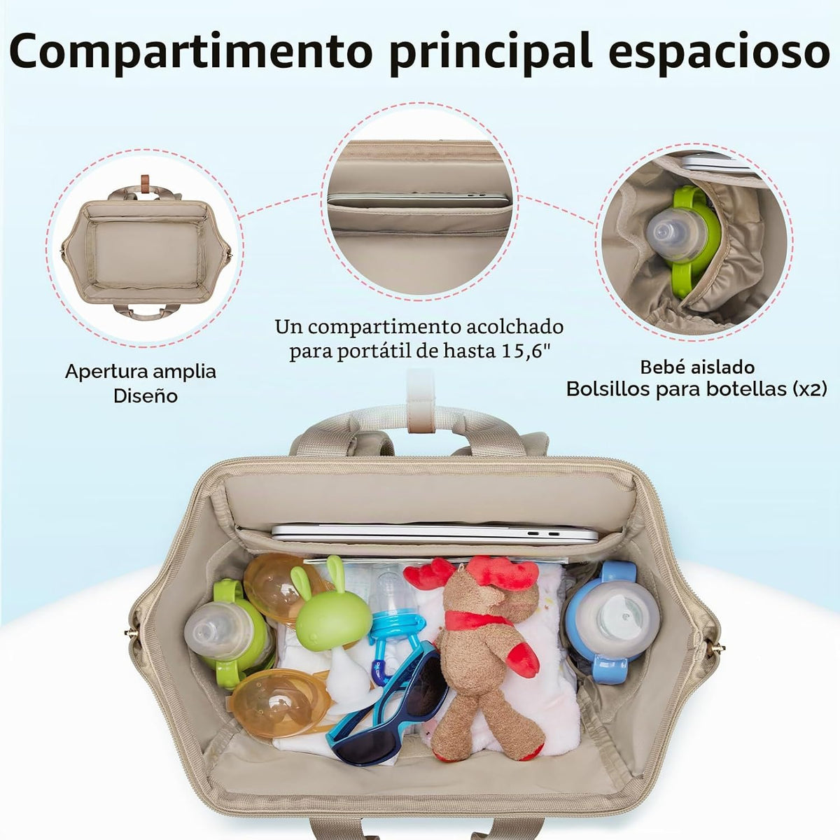 mommore Mochila para pañales, mochila para extractor de leche para...