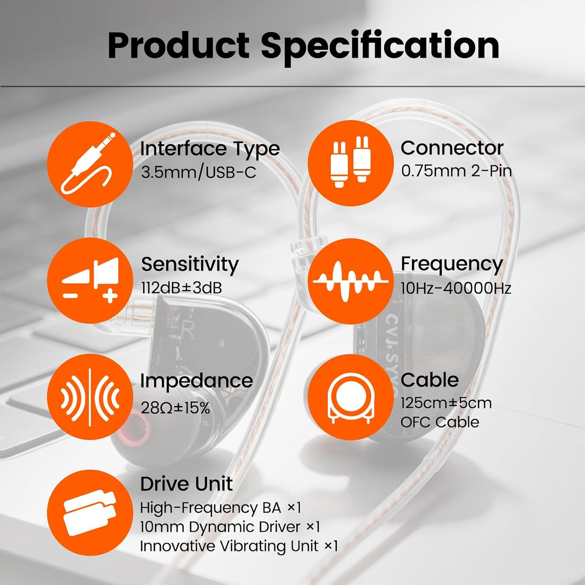IEM de alta fidelidad equilibrado con 0.1 in+USB C, auriculares par...