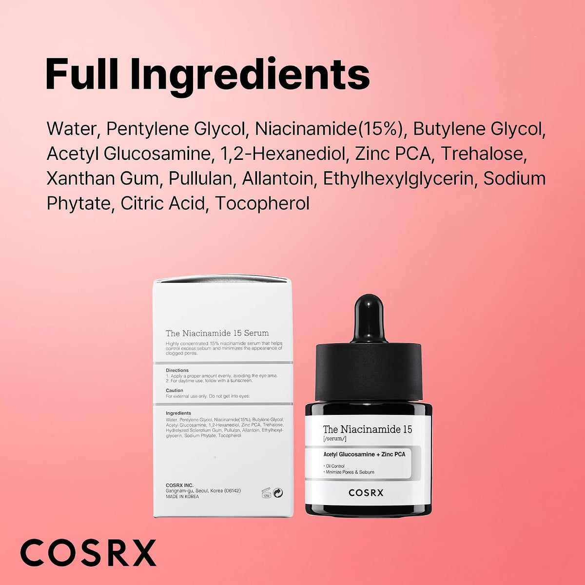 COSRX Suero facial de niacinamida al 15%, 0.67 onzas líquidas, suer...