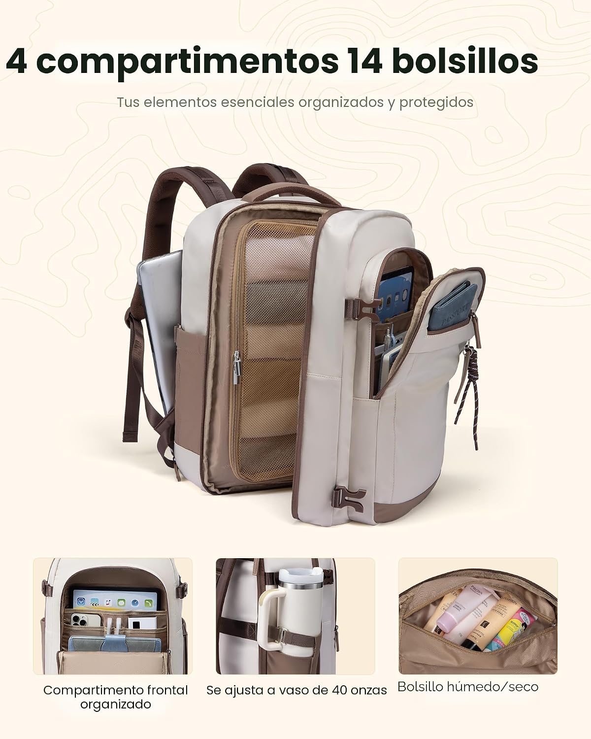 LOVEVOOK Mochila de viaje de 40L para mujer, equipaje de mano aprob...