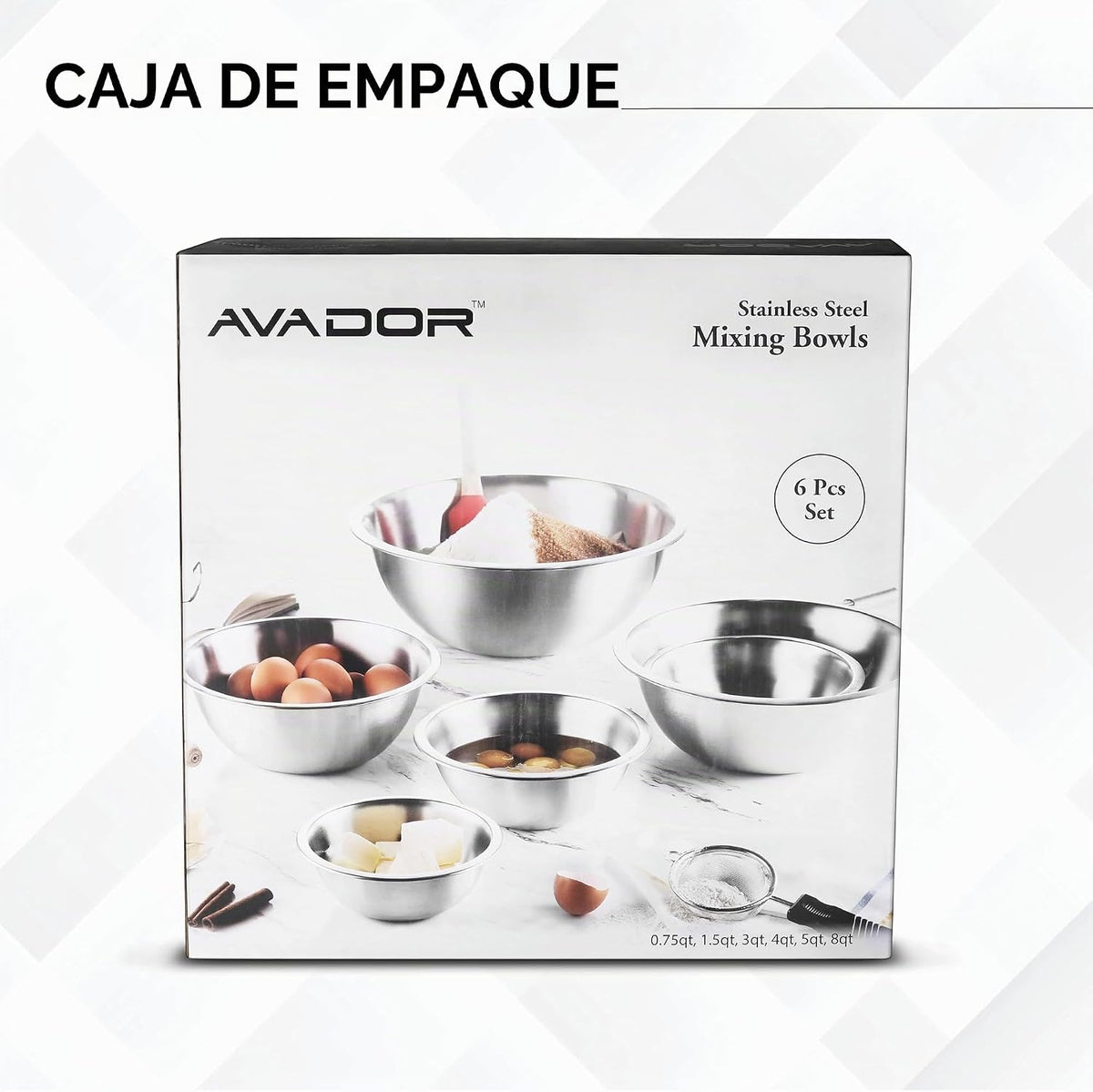 AVADOR - Juego de 6 tazones de mezcla de acero inoxidable premium,...
