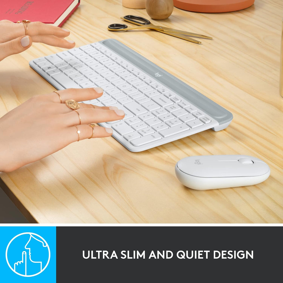 Logitech MK470 Slim Wireless Combo Teclado Compacto y Ratón - Blanc...