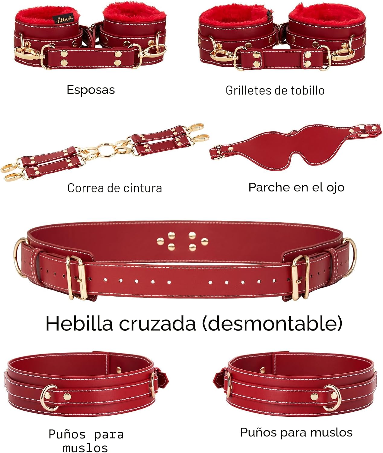 UTIMI Kit de sujeción sexual BDSM, juego de 6 piezas con esposas aj...