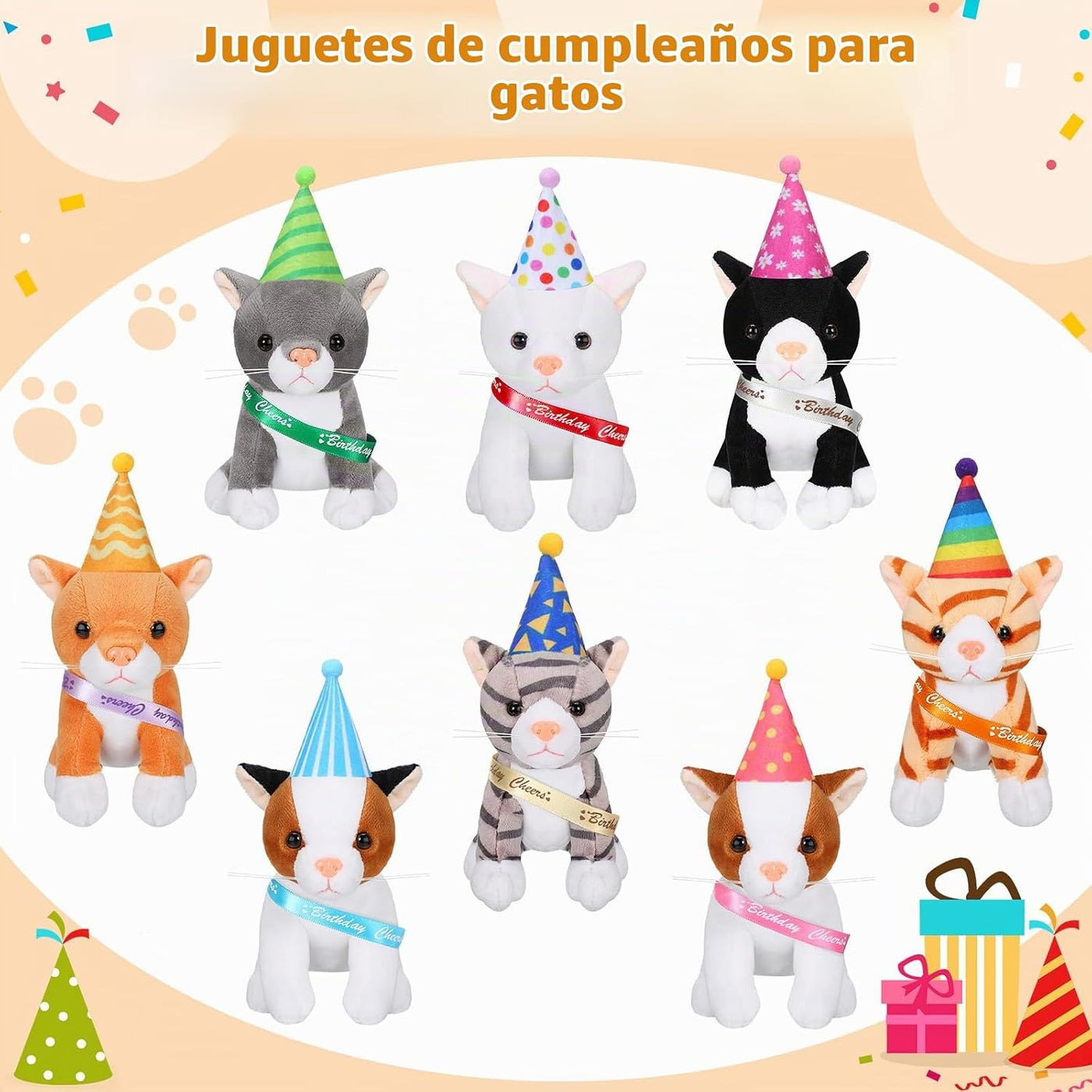 Sumind 8 piezas de animales de peluche de gato a granel de 5 pulgad...