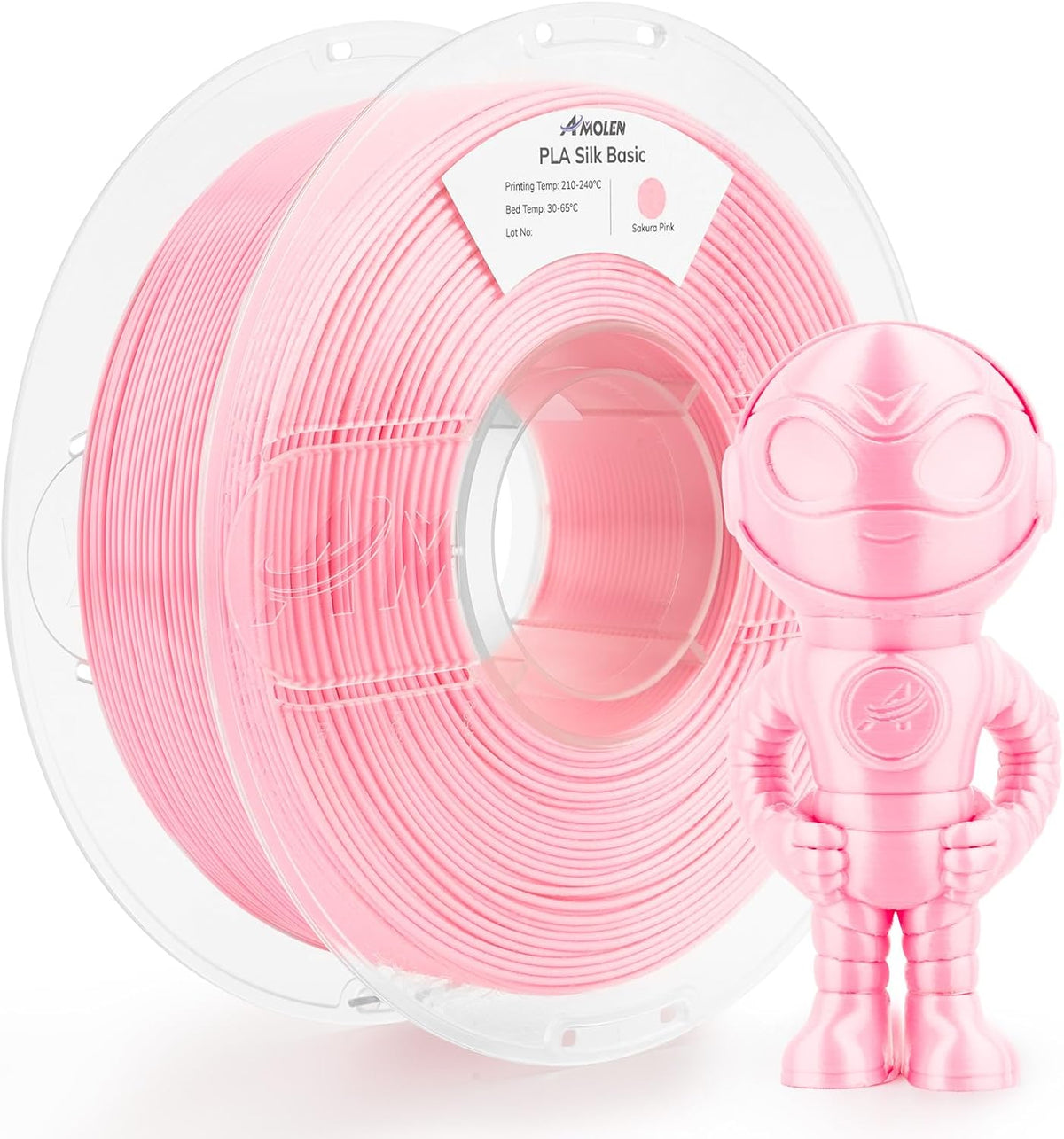 AMOLEN - Filamento PLA de 0.069 pulgadas, sedoso brillante rosa Sak...