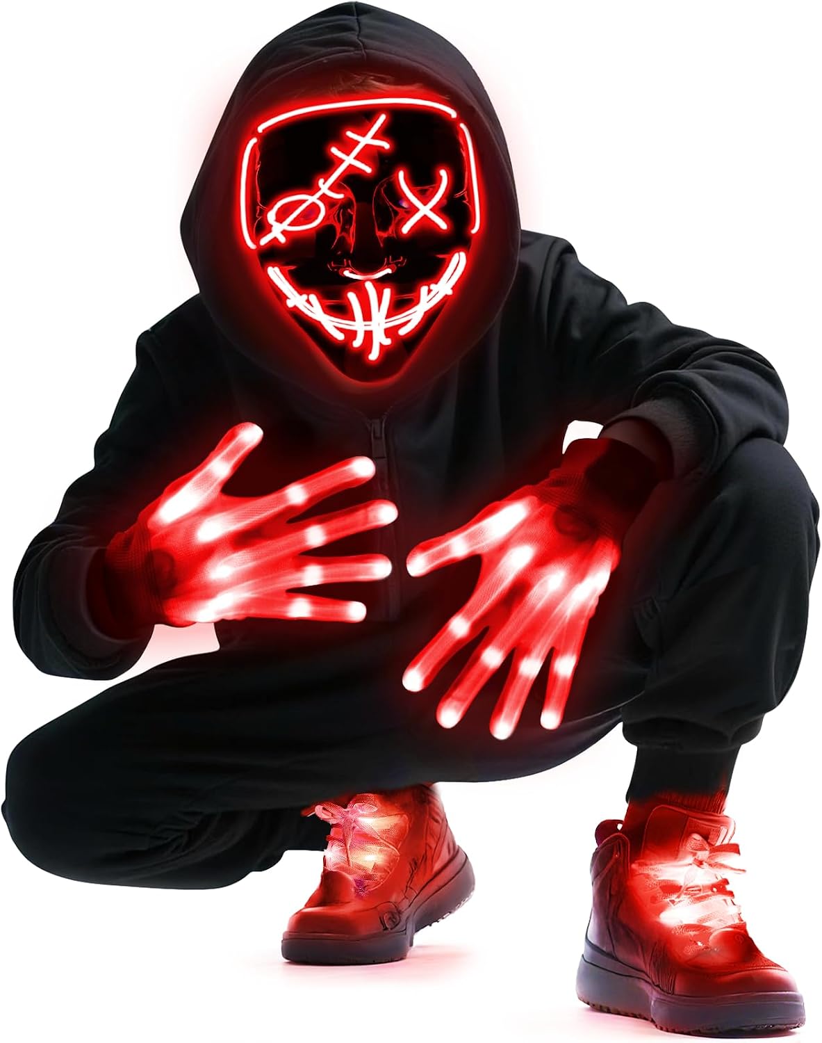 Conjunto de cordones para zapatos y guantes con máscara LED, kit de...