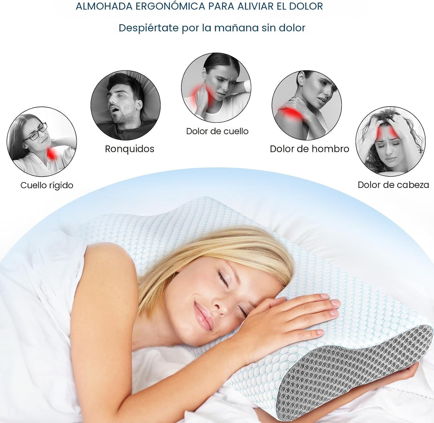 Almohadas de espuma viscoelástica, almohada para el cuello, almohad...