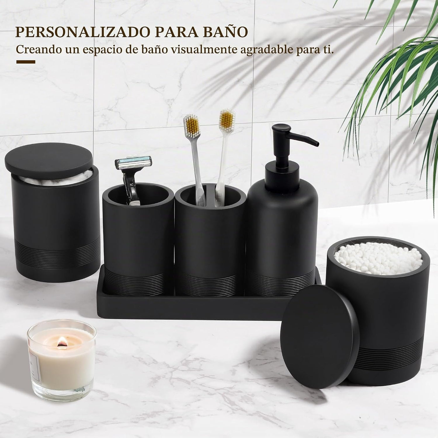 Conjunto de accesorios de baño, juego de accesorios de baño de 6 pi...