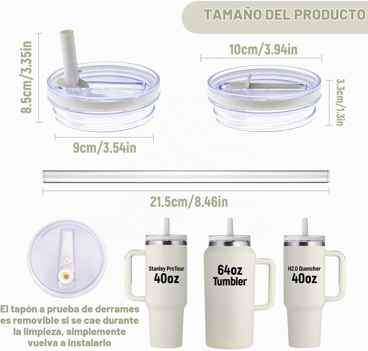 Stanley - Tapa de repuesto de 40 onzas, tapa con popote abatible a...