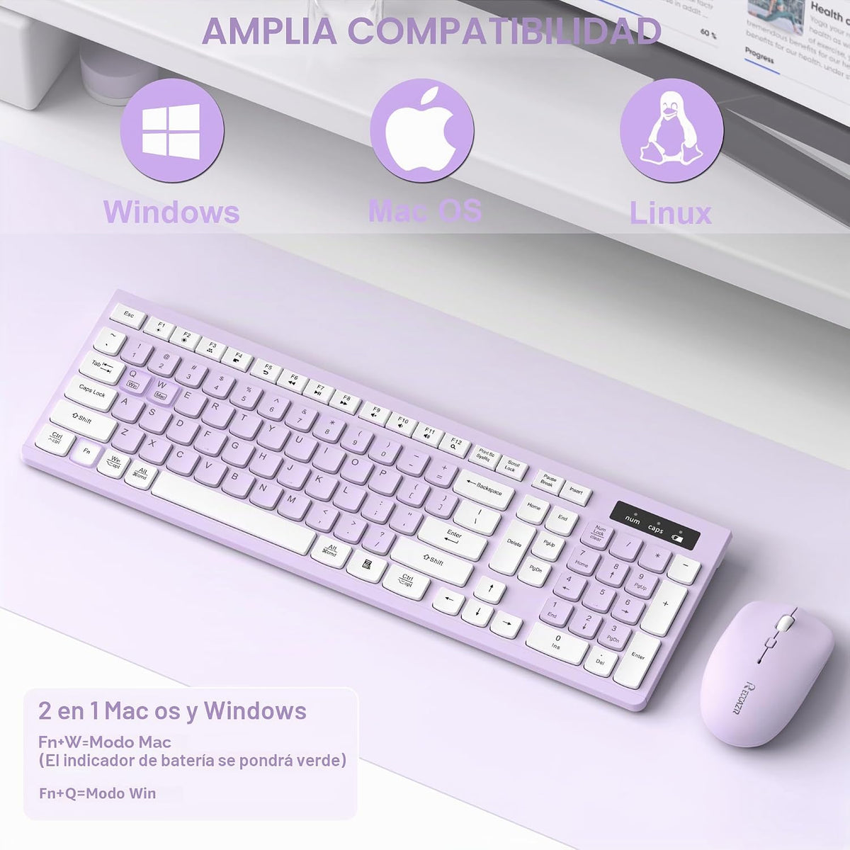 Teclado inalámbrico y mouse combinado silencioso para oficina y hog...