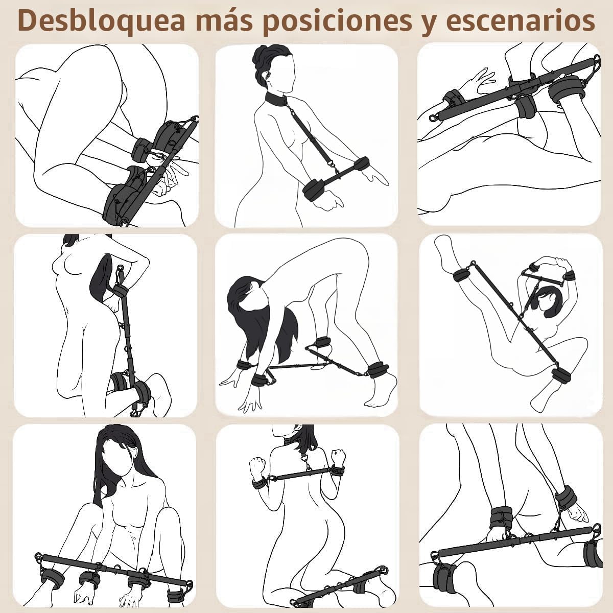 Barra Separadora Juguetes Sexuales con Kits de Sujeción de Muñecas...