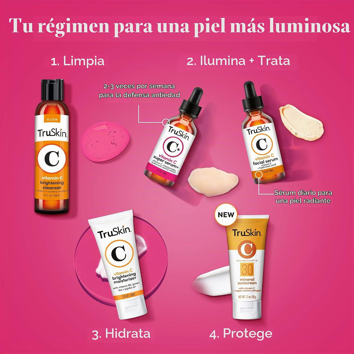 TruSkin Vitamin C-Plus Super Serum - Suero facial antiarrugas antie...