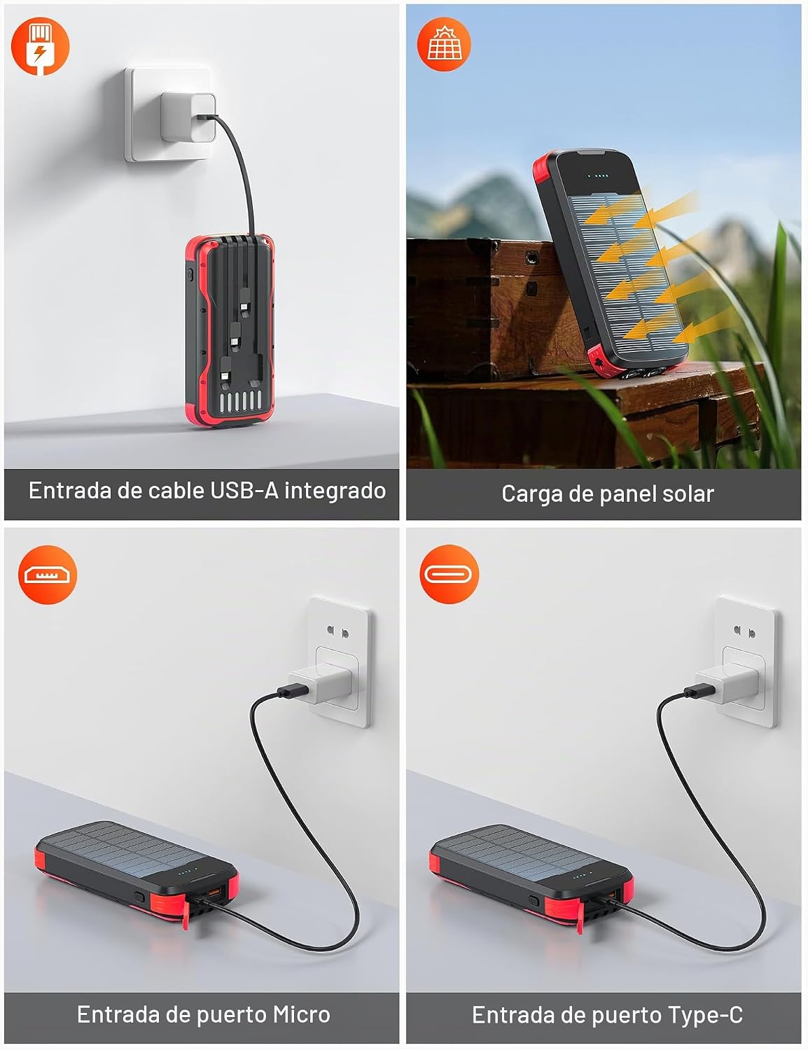 El banco 40000mAh PD20W de la energía solar de SOXONO ayuna cargado...
