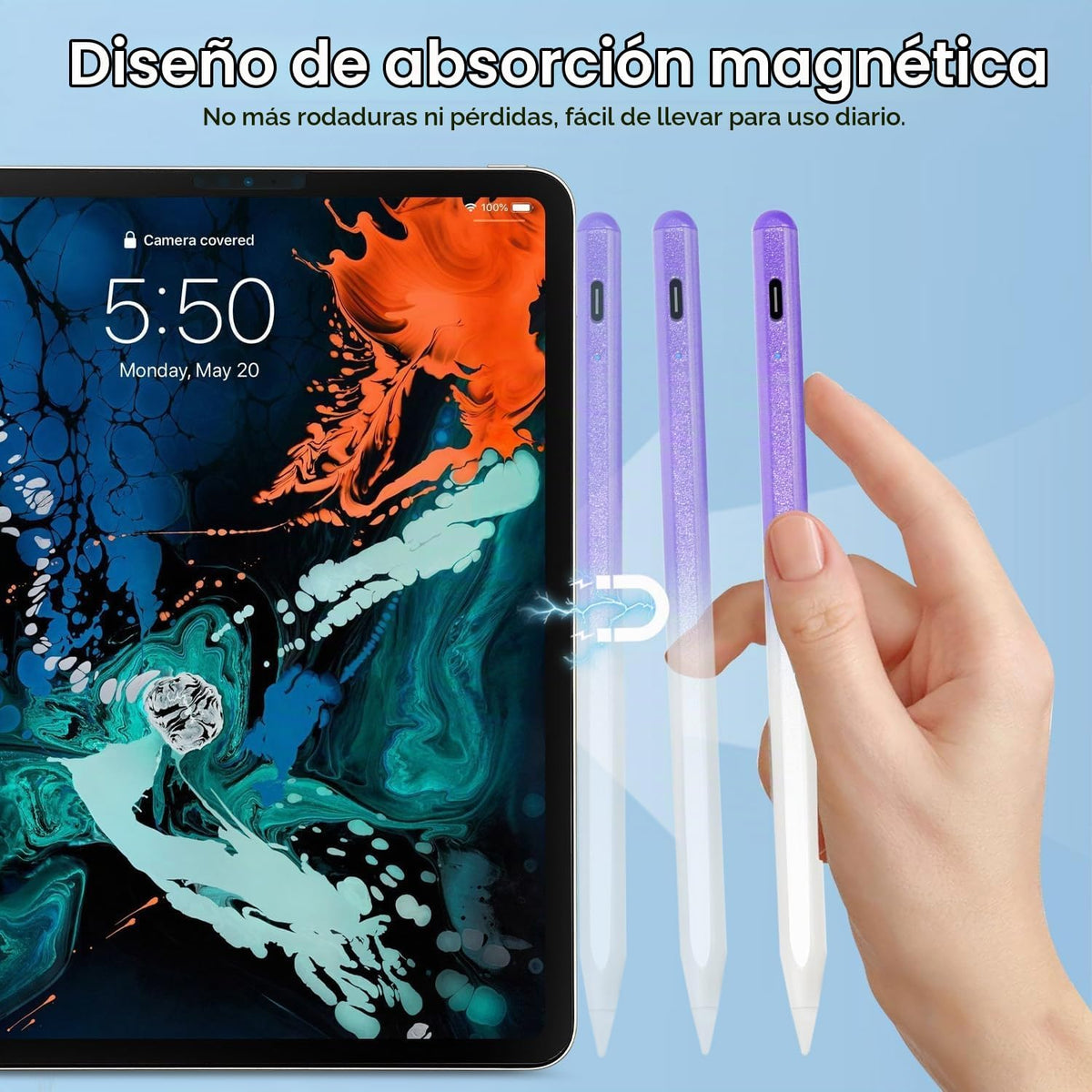 BLEBLE - Lápiz capacitivo para iPad 2018-2026, lápiz de carga rápid...