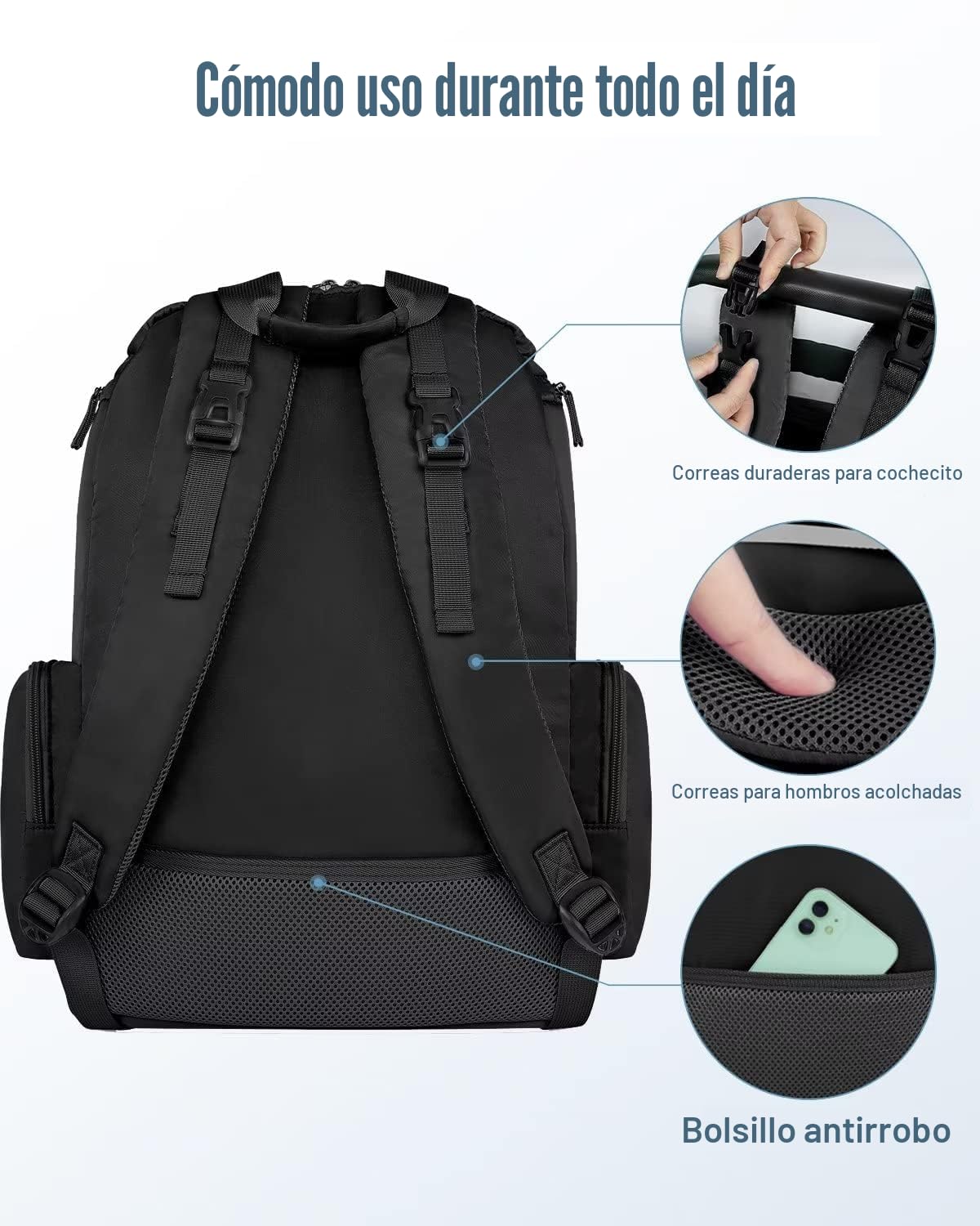 Mancro Mochila para pañales, bolsa multifuncional para pañales con...