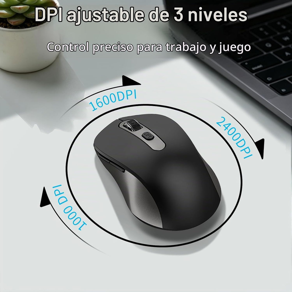 Ratón inalámbrico para laptop, PC, Chromebook, computadora de escri...