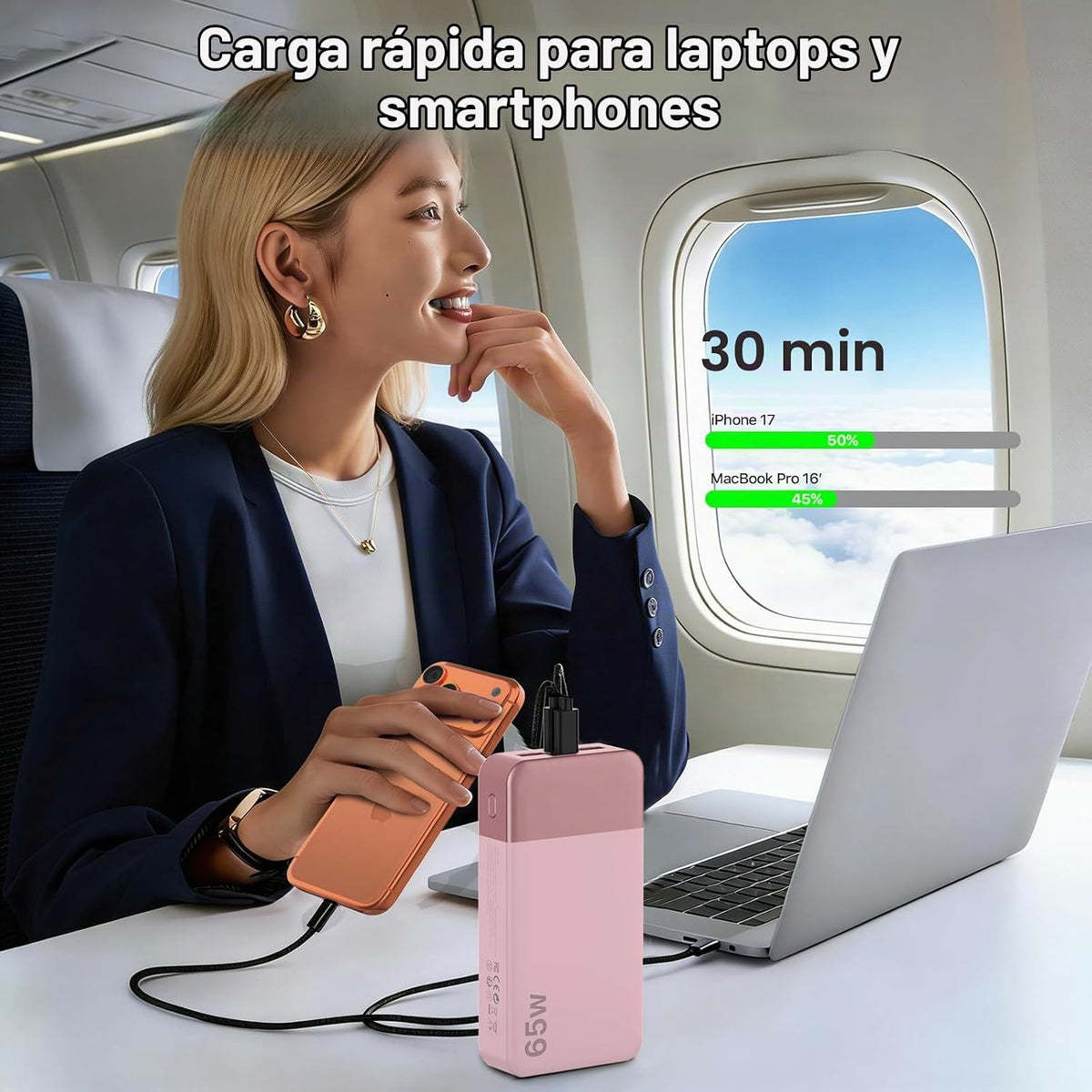 NOBIS Cargador portátil 20000mAh 65W Power Bank Carga rápida | Banc...